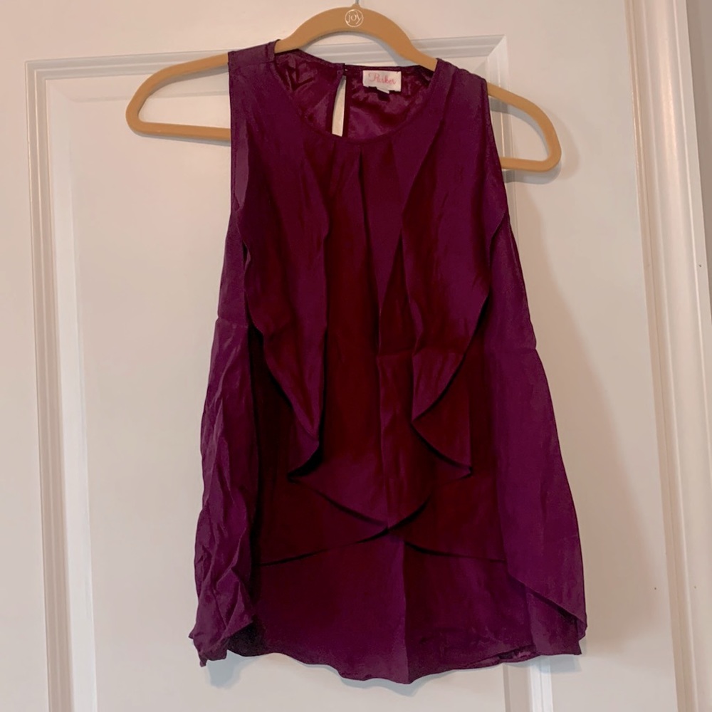 Parker purple silk sleeveless shirt in size small